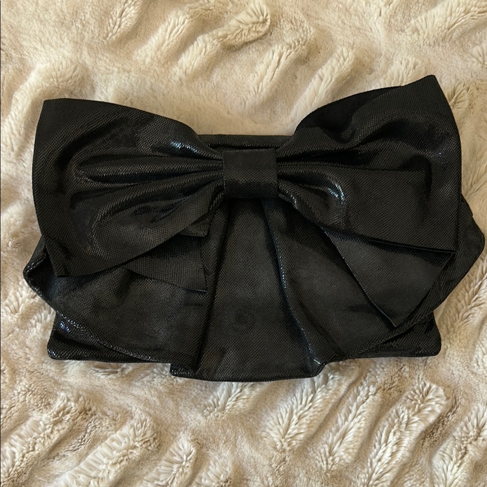 RED Valentino Shimmering Black Bow Purse with shoulder strap. NWOT